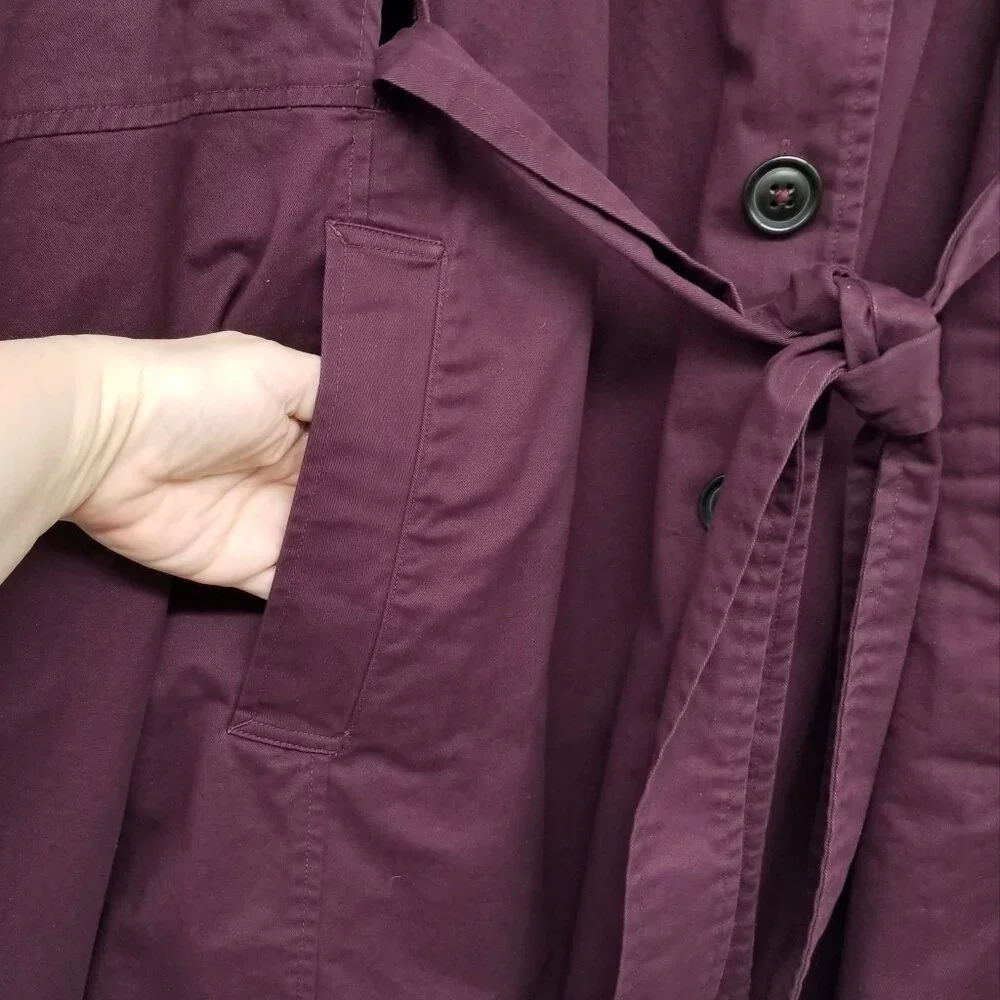 NWOT Ann Taylor Plum Trench Coat / Cape Poncho M/L - Perfect Piece for Fall - Picture 3 of 7